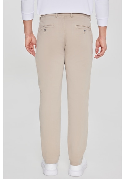 Erkek Bej Pamuklu Slim Fit Dar Kesim Yan Cep Casual Pantolon Bej
