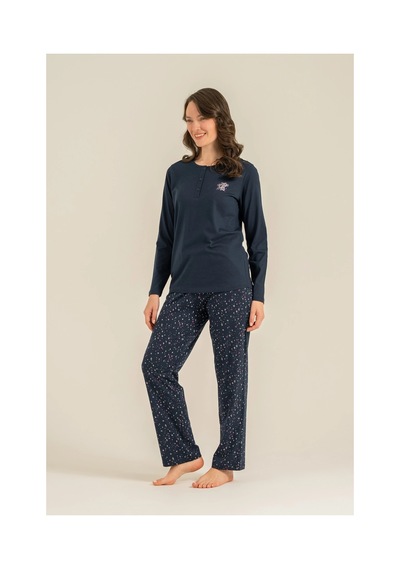 Angbutik Arnetta Ar3775-x Kadın Uzun Kollu Pijama Takım lacivert