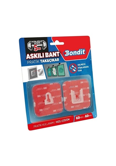 Askılı Tak Çıkar Bant - Şeffaf - 6x6 Cm