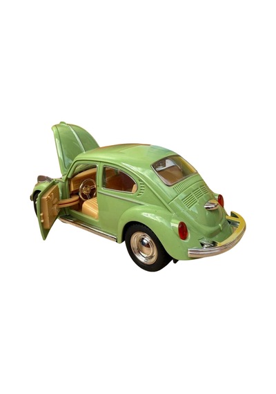 Nostaljik Vosvos Oyuncak Araba - 17cm Büyük Boy - Sesli Işıklı Ve Sürtmeli - Yeşil Model Araba Çok Renkli