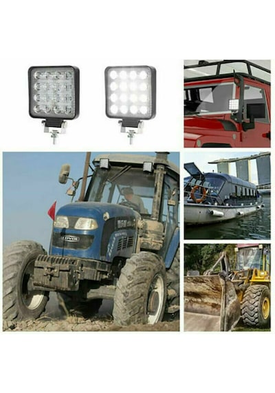 16 Led 48W Off Road Sis Farı Lambası Kare Gemi Tekne Slim 12V (271470663)