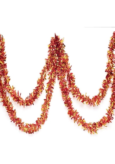 Kırmızı Altın Renk 4 Cm Genişlik Garland Çift Renk Sim Süs 180 Cm 5492 Diğer