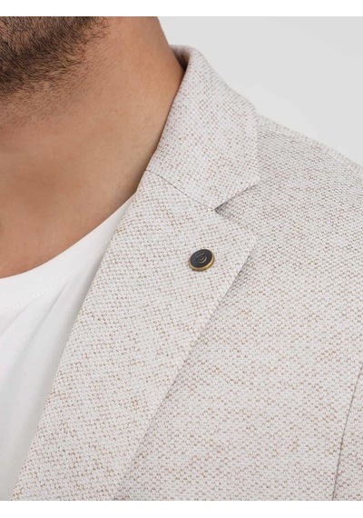 Dufy Bej Erkek Slim Fit Armürlü Mono Yaka Ceket - 104435-bej Bej