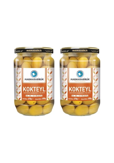 Marmarabirlik Yeşil Kokteyl Zeytin 400 Gr Cam 4xl-3xl X 2 Adet