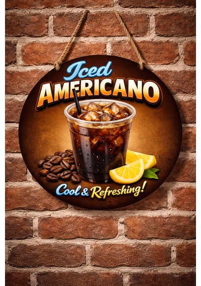 Mayeka Iced Americano Temalı Cafeler Kahveciler Baristalar İçin Ahşap Duvar Kapı Dekoratif Süs Tablo 4