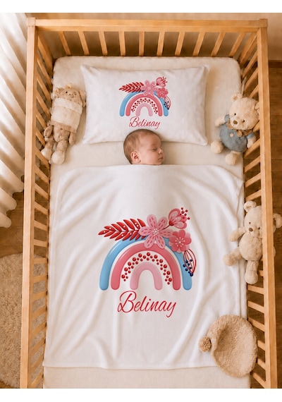Pia Baby Kız Bebek %100 Pamuk İsme Özel Hastane Çıkışı Tulum Seti Yastık Kılıfı Battaniyeli 2029tybyx Ekru