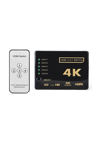 4K Hdmi Çoklayıcı Çoğaltıcı Switch Splitter 5 Port Kumandalı Ultra