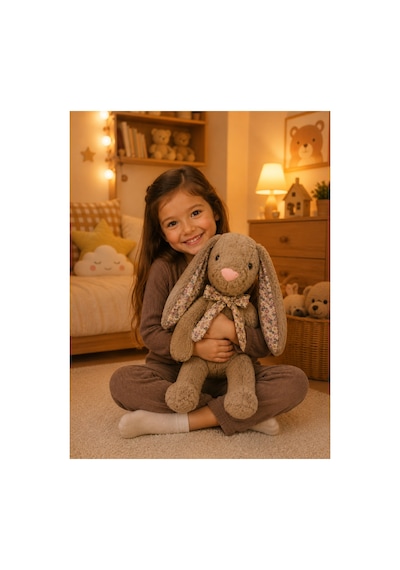 Yumuşacık Sevimli Dev Boy Tavşan Peluş Oyuncak 45 Cm Kahverengi