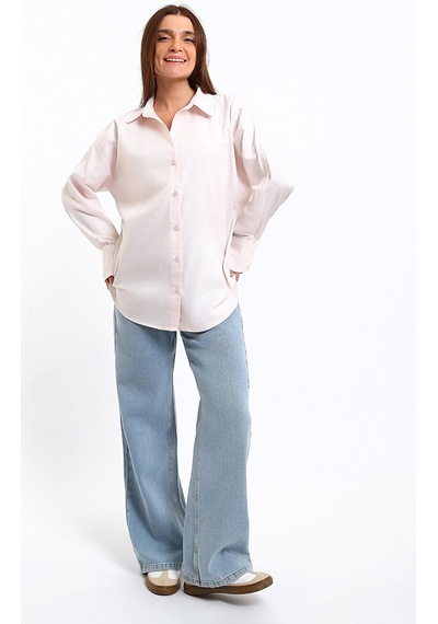 Lcw Vision Pembe Oversize Oxford Kadın Gömlek