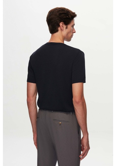 Twn Slim Fit Lacivert Düz Örgü T-shirt 5ef060638904m 101