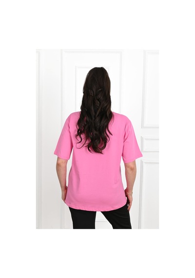 Kadın V Yaka Basic Büyük Beden T-shirt 1297-22 001