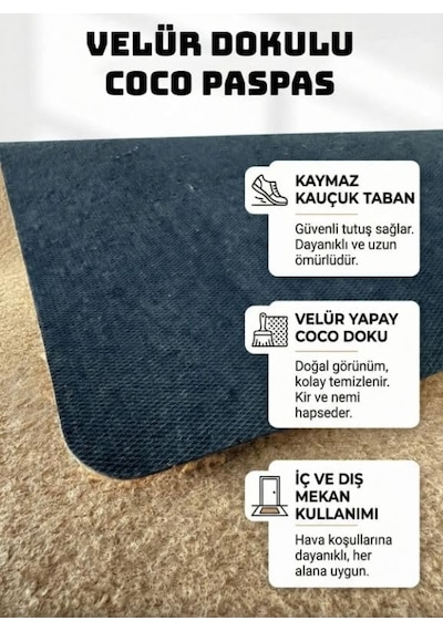 Kaymaz Tabanlı Velür Coco Kapı Paspası Mandala Baskı 45x75 Cm Kalın 032 Diğer