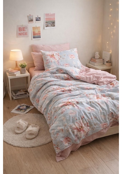 Mystory Home  Lastikli Çarşaflı Tek Kişilik Nevresim Takımı Rose