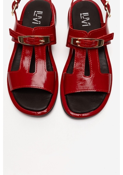 Luvishoes Auren Kırmızı Rugan Hakiki Deri Tokalı Kadın Sandalet