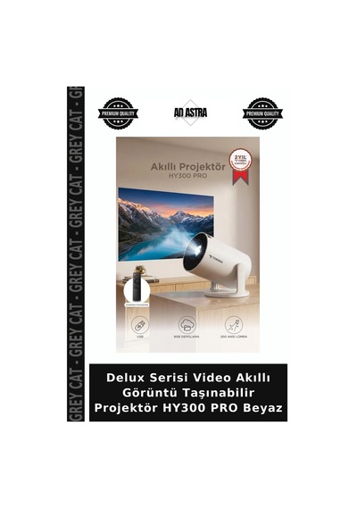 Delux Serisi Video Akıllı Görüntü Taşınabilir Projektör Hy300 Pro Beyaz