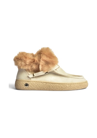 Fox Shoes Z380576302 Bej Süet Yapay Kürklü Kadın Bot