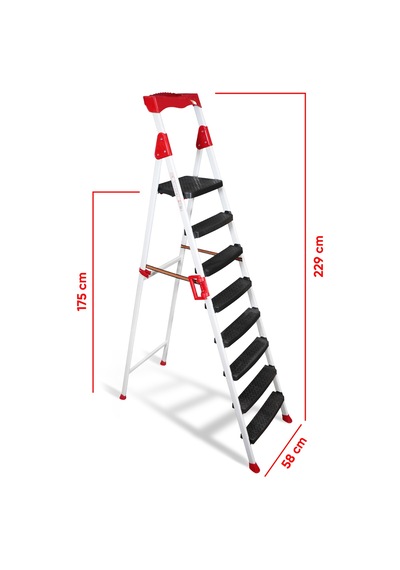 Ze Zigana Ev Gereçleri Elegance 7+1 Geniş Basamaklı Kolay Taşıma Aparatlı Merdiven