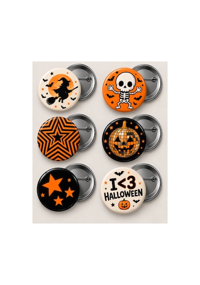 Minikutunuz Halloween Cadılar Bayramı 10 Lu Rozet Seti 44 Mm İğneli Yaka Rozeti Çanta Kıyafet Aksesuarı Diğer