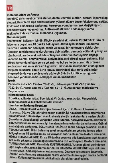 Paa Tıbbi Cihaz Ve Endoskop Dezenfektanı 5 Lt