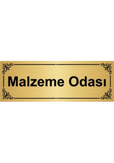 Malzeme Odası 7x20cm Altın Renk Metal Yönlendirme Levhası