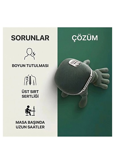 El Hissiyatlı Harika Masaj Aleti & Boyun Omuz Bel Ağrıları Için Birebir & Sabitleme Kemerli Isıtmalı Şarjlı Düz Renkli
