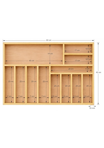 60x42 Cm Ahşap Kaşıklık El Yapımı Çekmece İçi Organizer Mutfakta Kusursuz Düzen