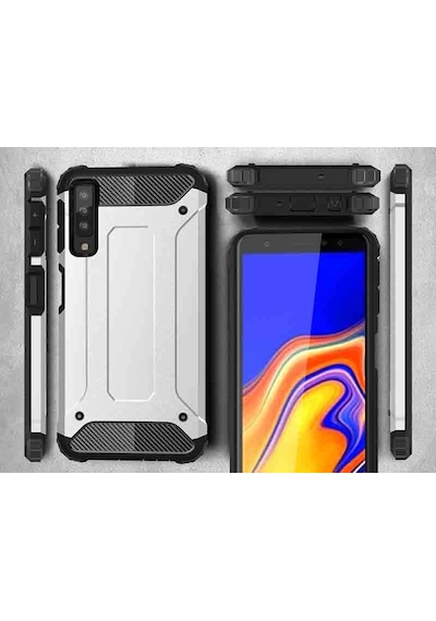 Noktaks - Samsung Galaxy Uyumlu A7 2018 - Kılıf Çift Katman Zırh Tank Crash Military Kapak - Rose Gold