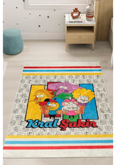 Kaşmir Halı X Kral Şakir Sıkı Dostlar Bebek Çocuk Genç Odası Halısı Bebek Çocuk Genç Odası Halısı