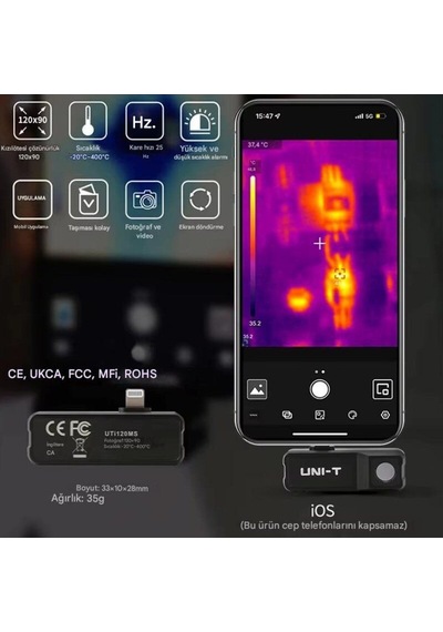 Unit Uti120ms 120 90 İphone Telefon İçin Termal Kamera
