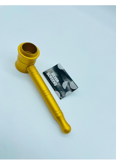 Alcan Metal Pipo Sarı 2 Parça Süzgeçli Pipe 10 CM