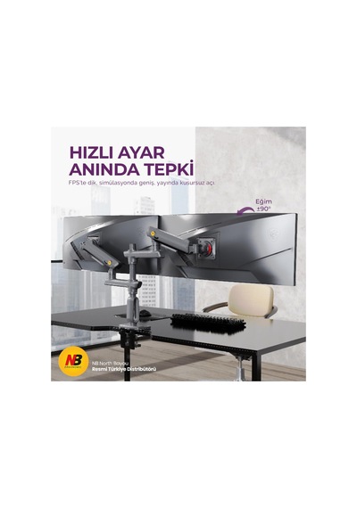 Tr North Bayou D9c 27-50 İnch Çift Kol 2-20 Kg Vesa Uyumlu Profesyonel Monitör Standı