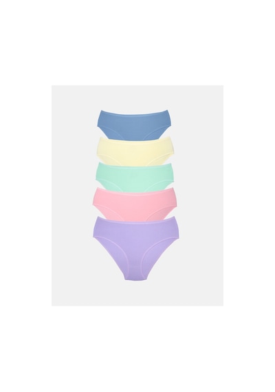 Alya Underwear Kadın Pamuklu Hipster - Slip Külot 5 Farklı Renk 1 Pakette Multicolor P15