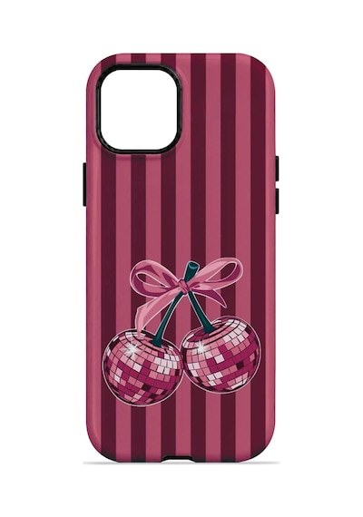 Velvoria Valestra Disco Cherry Stripe Apple iPhone Uyumlu 15 Darbe Korumalı Kılıf Valestra Select - Disco Cherry Stripe