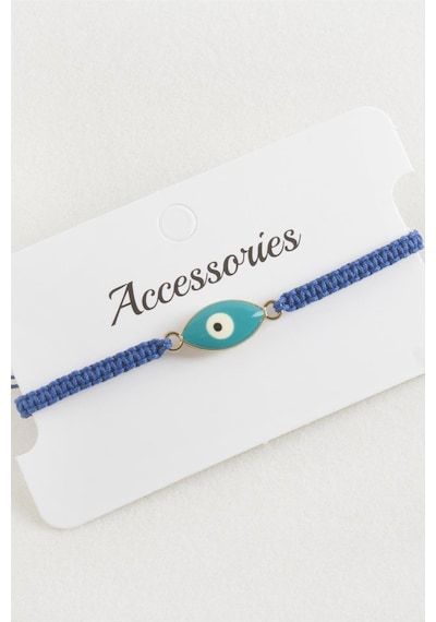 Oval - 647 - Nazar Makrome Örgülü - Muratech - Bileklik Mavi