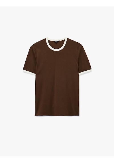 Koton Kısa Kollu Bisiklet Yaka Tok Kumaş Renk Kontrastlı Pamuklu Slim Fit Tişört Kahverengi 6wam10098hk Kahve Koton Kısa Kollu Bisiklet Yaka Tok Kumaş Renk Kontrastlı Pamuklu Slim Fit Tişört Kahverengi 6wam10098hk Kahve