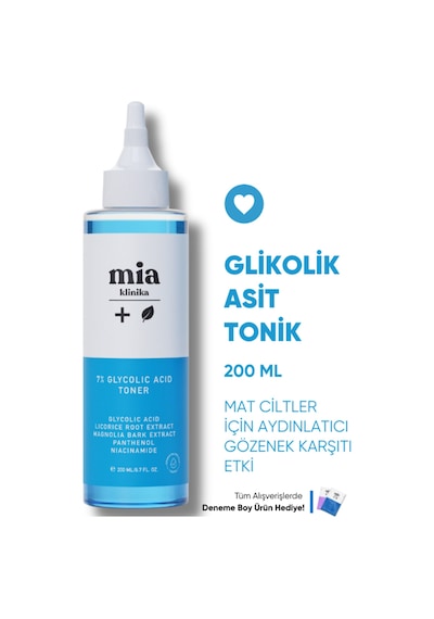 Mia Klinika %7 Glikolik Asitli Arındırıcı ve Gözenek Sıkılaştırıcı Tonik 200 ML