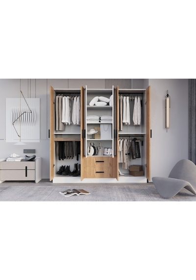 Valeria 6 Kapılı 2 Çekmeceli Gardrop Geniş Dolap & Aynalı Elbise Dolabı Atlantik Çam & Beyaz Atlantik Çam - Beyaz Valeria 6 Kapılı 2 Çekmeceli Gardrop Geniş Dolap & Aynalı Elbise Dolabı Atlantik Çam & Beyaz Atlantik Çam - Beyaz