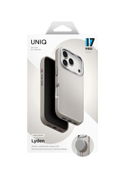 Apple Uyumlu iPhone 17 Pro Kılıf Lyden Vegan Deri Kaplama İnovatif Görünüm Magsafe Premium Kapak Gri