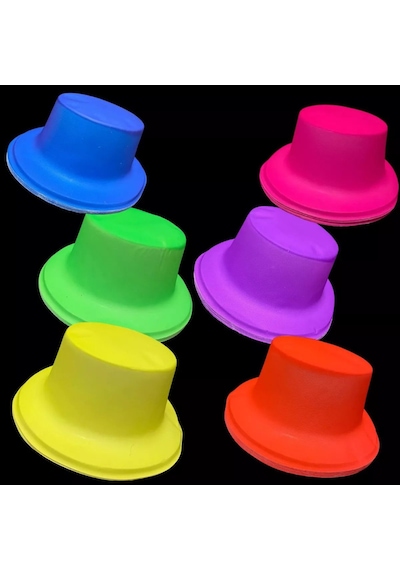 Neon Partisi Sarı Renk Plastik Fötr Şapka - Zmff-874097 Renkli