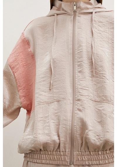 Fermuarlı Garnili Sweatshirt Bej Bej