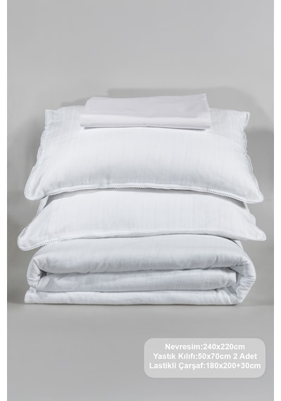 Elart Diana Nevresim Takımı King Size Ranforce Lastikli Çarşaf 4 Parça 240x220 Cm Beyaz Beyaz