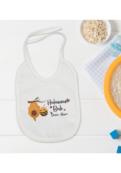 BK Kids Kişiye Özel Halasının Balı Tasarımlı Bebek Mama Önlüğü -