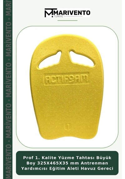 Prof 1. Kalite Yüzme Tahtası Büyük Boy 325x465x35 Mm Antrenman Yardımcısı Eğitim Aleti Havuz Gereci Sarı