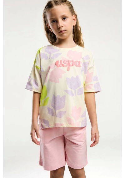 U.S. Polo Assn. Kız Çocuk Bermuda Takım - Limon Limon