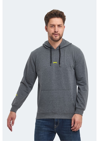 Slazenger Oslo In Erkek Kapüşonlu Cepli Koyu Gri Sweatshirt Koyu Gri