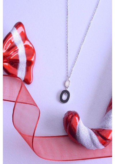 Innuendo Jewelry 925 Ayar Gümüş O Kolye Gümüş - Siyah