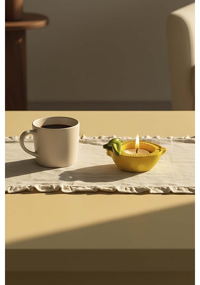 Limon Tasarımlı Dekoratif Sarı Mumluk Sarı