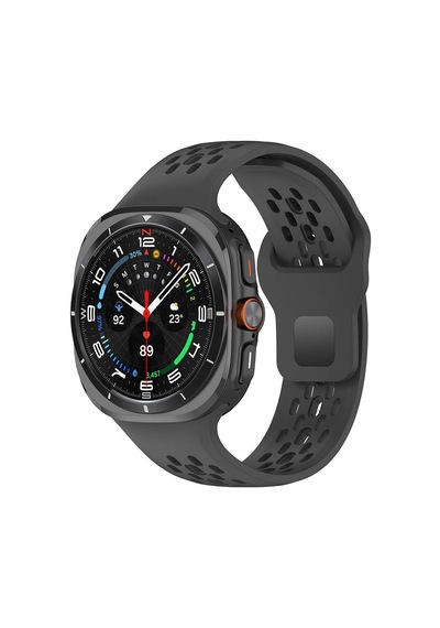 Galaxy Uyumlu Watch Ultra 47mm Ardx Krd-119 Delikli Tasarım Silikon Kordon-siyah