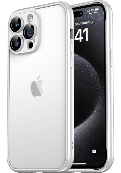 Apple Uyumlu iPhone 15 Pro Max Zore Kamera Korumalı Bontez Bumper-gümüş Gümüş Gümüş