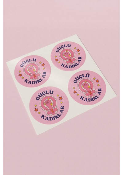Güçlü Kadınlar Yuvarlak Sticker Paket Etiketi 3x3cm St2419 Çok Renkli